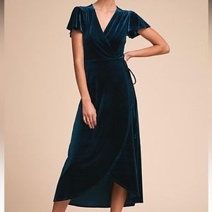 BHLDN Velvet Blue wrap dress